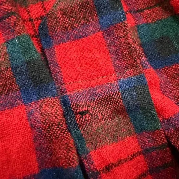 Vintage Pendleton Wool Flannel Shirt Men's Large Red Green Tartan Plaid 90s USA - Picture 6 of 16